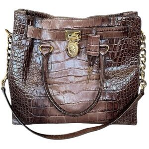 Michael Kors Hamilton Embossed Crocodile Leather Satchel/Bag